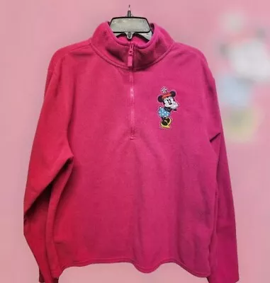 Pink Minnie Mouse 1/4 Zip Fleece Pullover Women's Size XL • $12