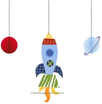 3 Honeycomb Outer Space Rocket Hanging Decor Astronaut Birthday Party Boys Girls • £2.48
