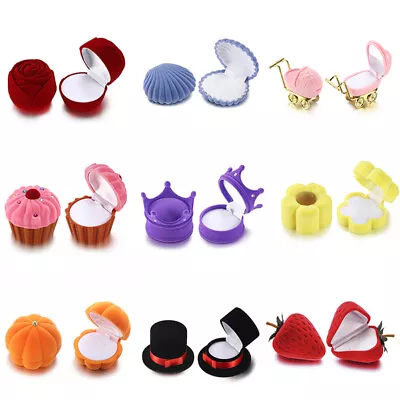 Mini Velvet Ring Box Shell Shape Display Necklace Earrings Jewelry Case Gift Box • £3.47