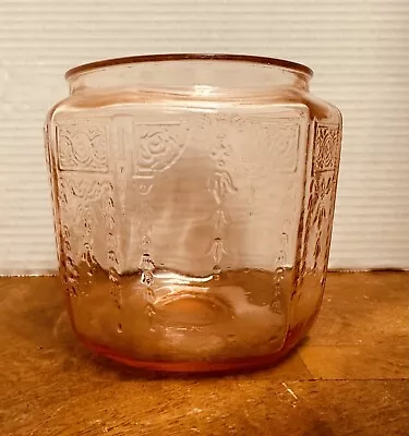 Vintage Pink Federal Depression Glass Madrid Pattern Cookie Jar No Lid  1930's • $15