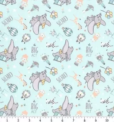 Disney Dumbo My Little Circus The Big Act Light Blue Cotton Quilting Fabric 65cm • $21.40