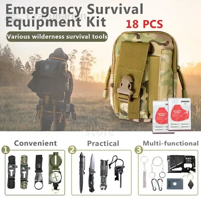 $28.59 • Buy 18X Emergency Survival Equipment Kit Outdoor Sports Tactical Hiking Camping Tool