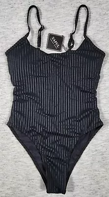 Striped Scoop Neck Swimsuit Backless One Piece Bathing Suit Womens Size Small • $20.09