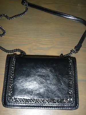 Women's ZARA Black W/ Chain Detail Trim Crossbody Small Handbag NEW • $14.99