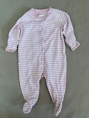 Hanna Andersson Pajama Sleeper Pink Stripes 60 Baby 3-6 Months • $13.49