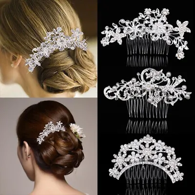 Wedding Bridal Hair Accessories Comb Clips Piece Crystal Diamante Pearls Flower • $6.04