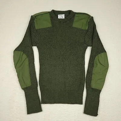British Military Jersey Wool Sweater Mens 100cm Olive Green Round Neck Heavy • $24.99