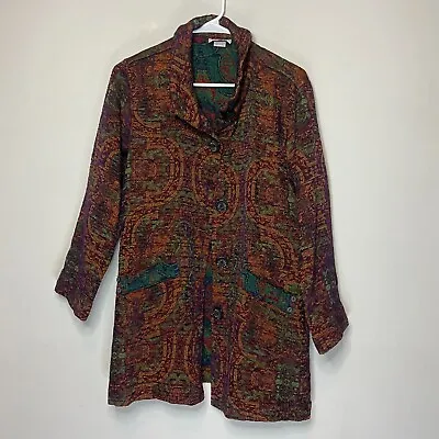 Habitat Women S Woven Jacket Colorful Floral Tunic Button Front Long Sleeve • $29.99