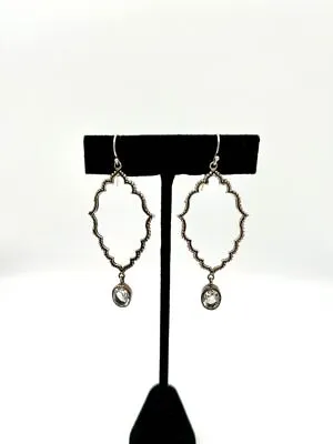 Moroccan Style Dangle Earrings Sterling Silver 925 Scalloped Open Hoop • $39.95