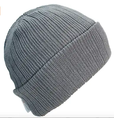 3M Thinsulate Large Thick Beanie Gray Cuffed Lined Ribbed Winter Cap Hat • $9.95