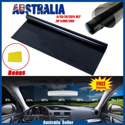 $16.99 • Buy Window Tint Film 5/15/25/35% VLT Black Roll 20 X10ft/20ft Car Auto House Home AU