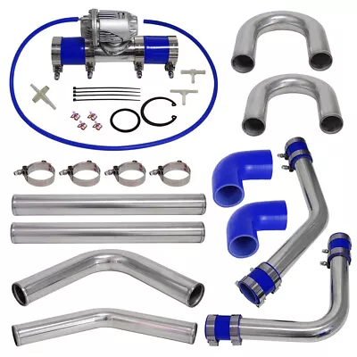 2  51mm Universal Aluminum Intercooler Pipe + BOV Turbo Blow Off Valve Kit Blue • $281.11