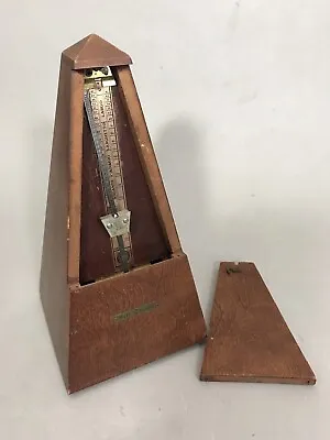Vintage SETH THOMAS METRONOME DE MAĒLZEL Walnut Wood Case Wind Up Works Well • $49.95
