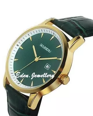 ROUSSEAU Unisex Watch Collection RAMEAU Green Leather Goldtone Stainless Steel • $79.95