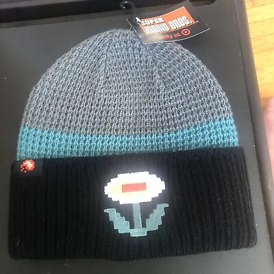 NWT Fire Flower Super Mario Brothers Knit Beanie Hat Cuff Nintendo Classic NES • $22