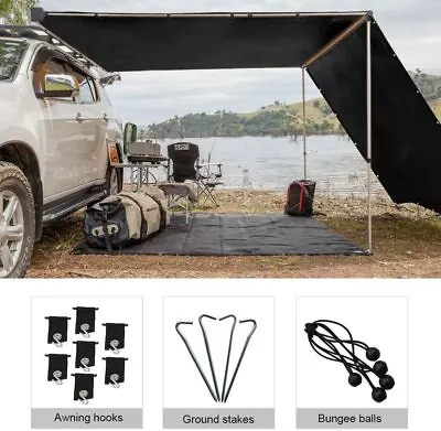 Shatex RV Awning Shade Blackout With 90% Privacy Screen Free Kit 8ftx14ftBlack • $29.99