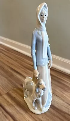 Lladro Tengra Woman With Her Dog Made In Spain 15  Tall Figurine Sculpture • $55