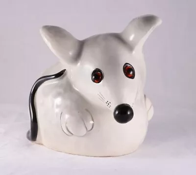 Vintage Lefton Fat Rat Mouse Ceramic Planter W/ Glass Eyes *Made In Japan  • $30