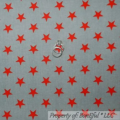 BonEful FABRIC FQ Decor Cotton Quilt Red Gray ALL STAR Ohio State Stripe America • $4.20