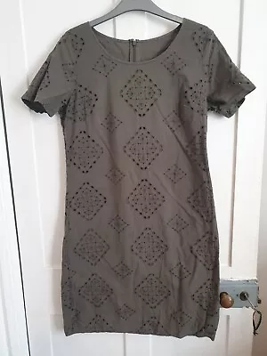 Marks & Spencer M&S Khaki Summer Dress Broderie Anglaise 12 • £12