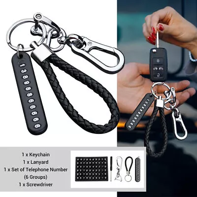 1Pc Anti-lost Phone Number Plate Pendant Car Key Chain Keychain Key Ring Keyring • $7.34