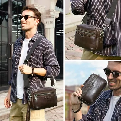 Men's Leather Shoulder Bag Crossbody Bag Clutch Bag Cotton Lining For 8.3  IPad • $48.98