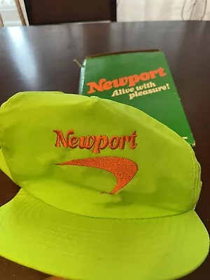 Newport Cigarettes Nylon Hat Cap Snapback Neon Green Promo 1990s In Box • $12