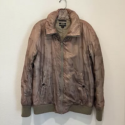Diesel Black Gold Tag Mens Brown Puffer Jacket Lamb Leather Trim Size M Rare • $168