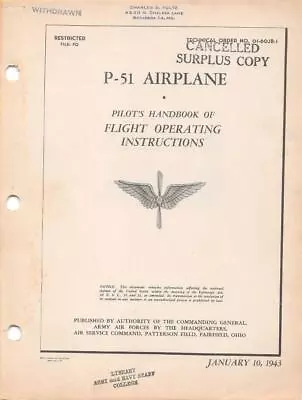 1943 Aaf North American P-51 Mustang Pilots Flight Manual Aircraft Handbook-cd • $24.99