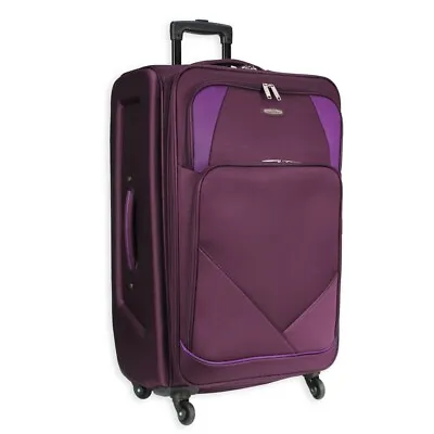 £29.95 • Buy 4 Wheel Spinner Soft Shell Suitcase Luggage Set Carry On  Cabin Travel Bag AR800