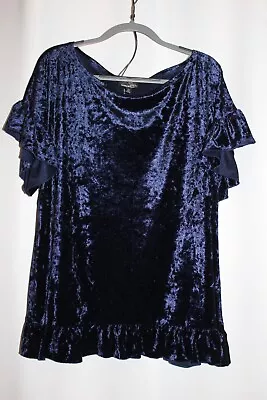 Suzanne Betro Crushed Velvet Top Ruffle Sleeve Size 2X BRAND NEW • $15