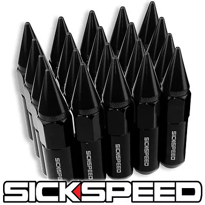 Sickspeed 20 Pc Black Spiked Aluminum 60mm Lug Nuts Lugs Wheels/rim 12x1.5 L17 • $60.25