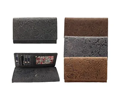 New Fashion Ladies Women Real Leather Floral Embossed Clutch Purse Wallet Long  • £17.09