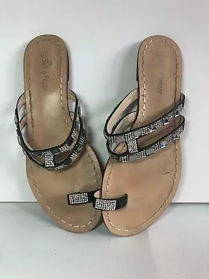 Salt & Pepper. Size 41 (7) Diamante Double Strap Flat Sandal • £9