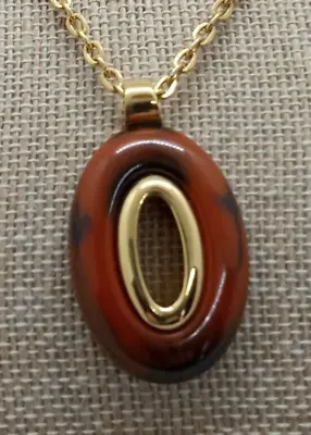 Vintage Crown TRIFARI Tortoise Shell Lucite MCM MOD Pendant Necklace • $19.99