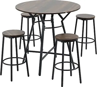 5-Piece Bar Table And Chairs Set Space Saving Dining Table With 4 Stools • $100