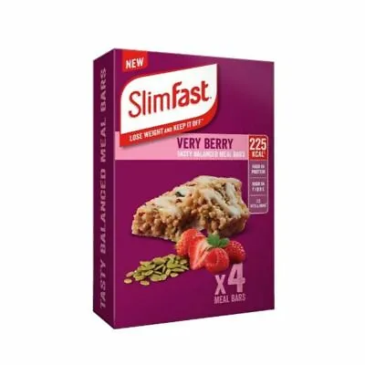£13.99 • Buy Slim Fast Meal Bars VeryBerry 4 X 60g Meal Replacement Bars 225 Kcal Weight Loss