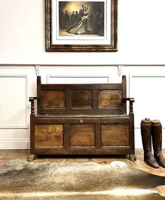 Antique Oak Storage Bench / Monks Bench Settle • £650