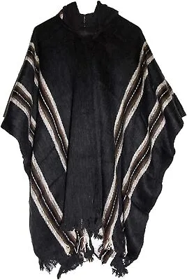 Gamboa Alpaca Poncho For Mens Pancho Mexican Hooded Cowboy And Western Ponchos A • $253.28