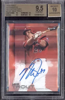 Mike Trout Bgs 9.5 2016 Topps Finest #famt Red Refractor Auto 4/5 Angels • $202.50