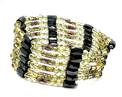 36 Inch Gold Crystal Cloisonne Hematite Magnetic Wrap Bracelet Or Necklace • $25