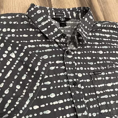 Volcom Men's XL Modern Fit Gray Short Sleeve Button Up Shirt • $24