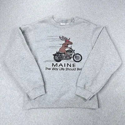 Vintage Maine Moose Crewneck Sweatshirt Size Adult Small Motorcycle Nature • $21.24