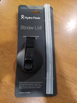 Hydro Flask Wide Mouth Straw Lid With 2 Straws Black BPA-Free • $9.99