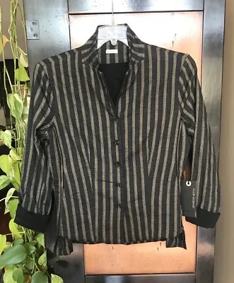 $75 • Buy NWT Annette Gortz Sz 6 Black Striped Blazer Jacket