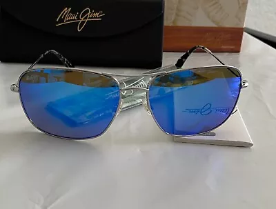 Maui Jim WIKI WIKI Blue Hawaii Silver Sunglasses 59mm  B246-17 $319 NWT!~NEW~ • $99.99