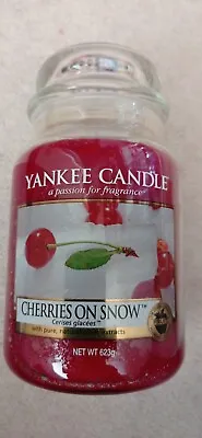 Yankee Candle CHERRIES ON SNOW Large Jar 22oz.⭐ Old Label - Old Pour • £38