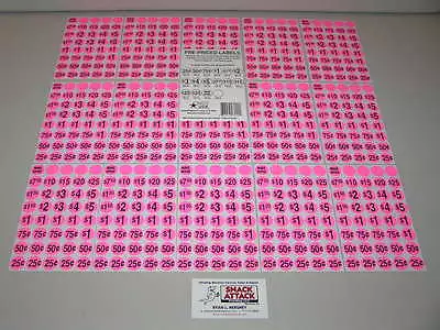 (600) SNACK & SODA VENDING MACHINE PRICE LABEL STICKERS (Pink) / Free Ship!  • $15.99