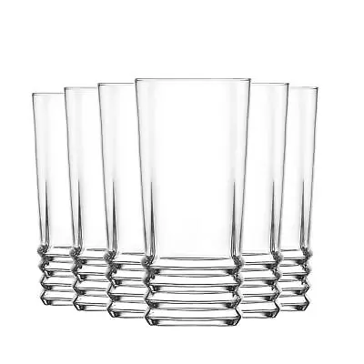 LAV 12x Elegan Highball Glasses Water Juice Cocktail Tumblers 370ml Clear • £17