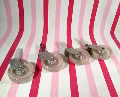 Mid Century 4pc Steel Casters W/ Plastic Wheels For Carts Wire Laundry Baskets+ • $20